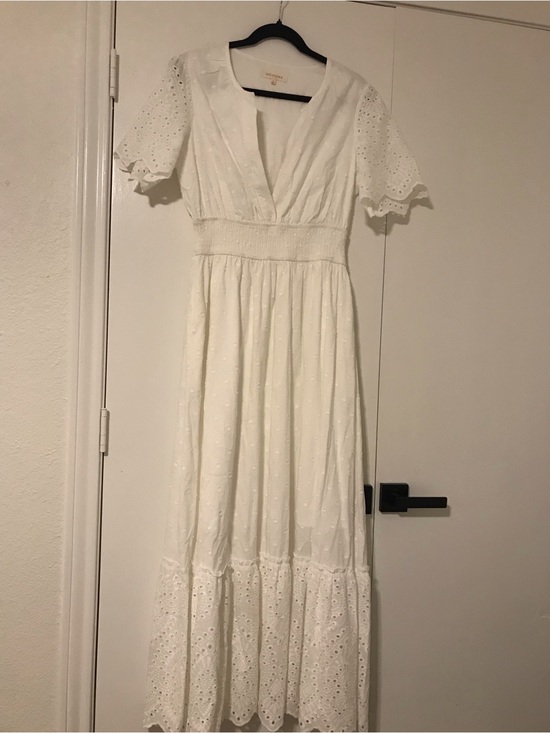 Solitaire Dresses & Skirts - Solitaire White Eyelet Maxi Dress with Smocked Waist 0028